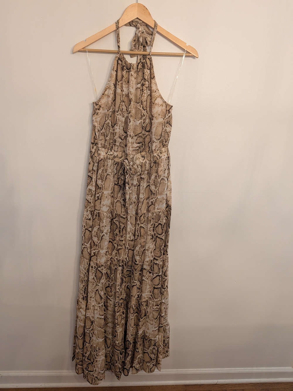entro Snake Print Halter Maxi Dress - Neutral Tones